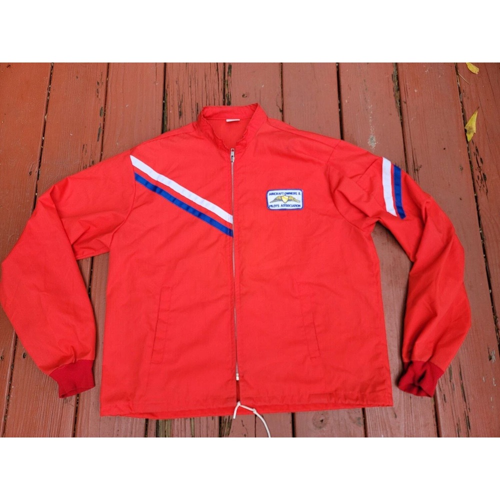 VTG Aircraft Owners & Pilots Association Jacket Sz L Men's Red Blue White Accent